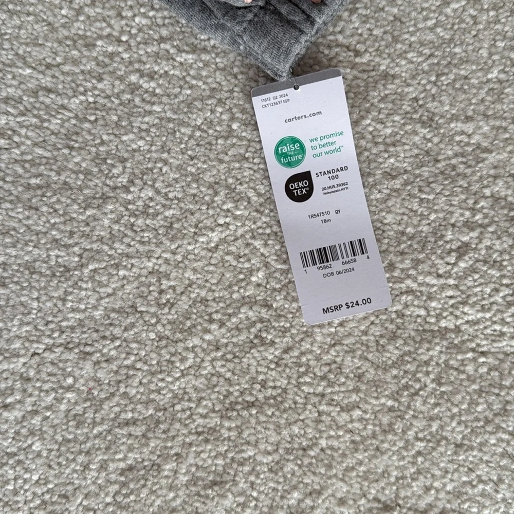 Carter's Gray Quilted Jumpsuit with White Bow